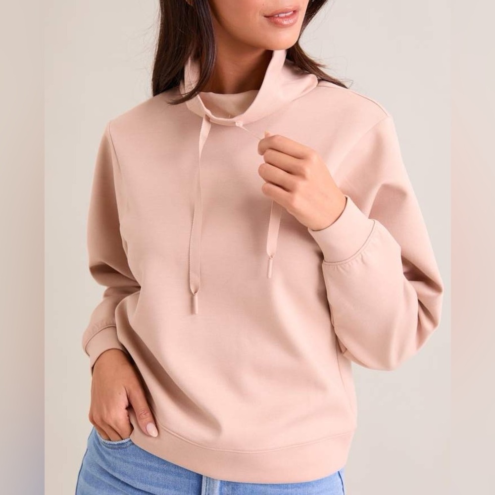 DownEast Hailie Cowl Neck Top Dusty Pink